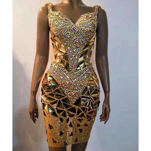 فستان سهرة طويل مزين بالترتر اللامع والشبك الفضي والذهبي، فستان حفلات أعياد الميلاد للنساء مرصع بالأحجار الكريمة، زي مثير لحفلات التخرج والسهرات - Product Image 3