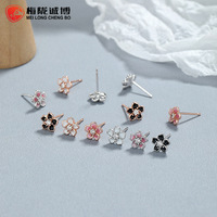 Neue Mode Sterling Silber Niedliche Emaille Blume Ohr Ohr stecker Ohr stecker Ohr stecker für Frauen Schmuck