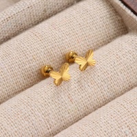 Gaby Bijoux de mode tendance pour femme, micro-piercing de cartilage à filetage externe en acier inoxydable plaqué or 18K 24K, forme géométrique
