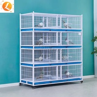 Cage à pigeons professionnelle empilable en fer galvanisé, multi-étages, compartimentée, avec roulettes et plateau pour l'élevage de grands oiseaux