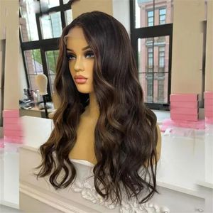 <span class=keywords><strong>Parrucca</strong></span> Frontale in Pizzo Monofilamento Ondulata Media Marrone <span class=keywords><strong>Scuro</strong></span> Balayage con Capelli Umani Remy per Base in Pizzo HD Senza Colla - Product Image 2