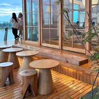 Ensemble de tables de café au design moderne et simple, table d'appoint de luxe pour salon, mobilier de restaurant, table à manger ronde en bois massif