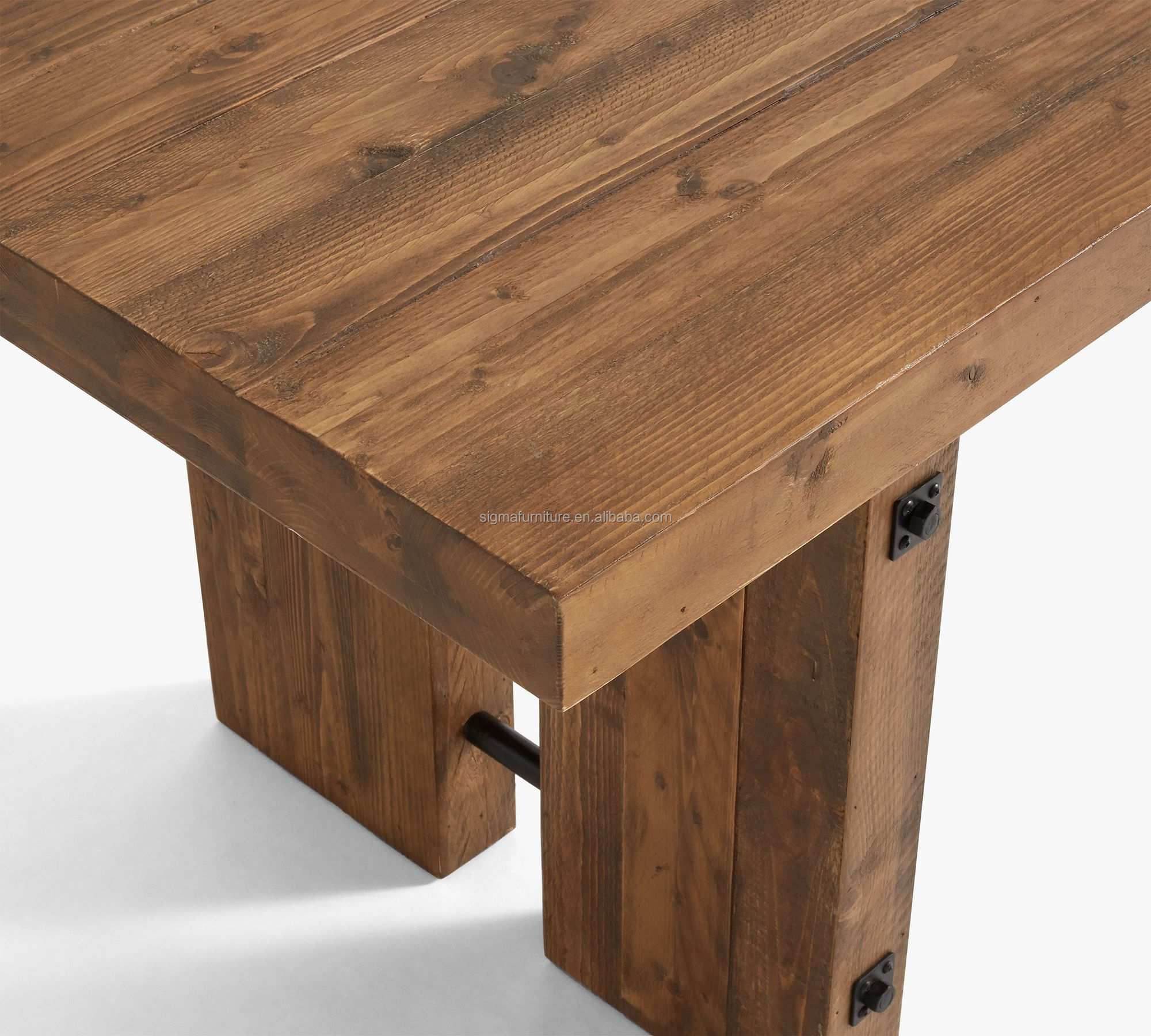 Villa farmhouse dining table set luxury wooden rectangle Extending dining table