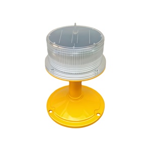Balise d'aérodrome solaire étanche IP68 à haute intensité, en acier et ABS, LED non-réfléchissante, à éclairage constant pour hélicoptère - Product Image 1