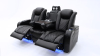 Geeksofa Siège de canapé inclinable en cuir électrique pour cinéma maison avec télécommande pour porte-gobelet