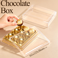 Boîte à chocolat WEISHENG de qualité alimentaire en GPPS avec 9 compartiments, boîte en acrylique avec couvercle, boîte de rangement rectangulaire pour bonbons et biscuits