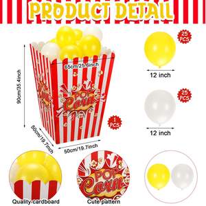 Boîte à popcorn géante en carton 3D, best-seller, pour les fêtes de carnaval, ensemble de décoration de fête parfait - Product Image 5