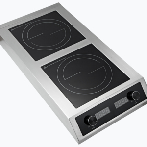 Table de cuisson à induction commerciale à deux brûleurs plats avec commande par bouton, 3500W+3500W, haute efficacité, pour comptoir - Product Image 1