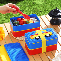 Boîte à lunch éducative STEM à construire soi-même, avec sangle élastique détachable et cuillère, compatible micro-ondes, qualité alimentaire sans BPA, pour l'école