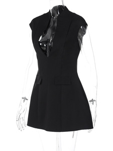 Fall Winter New Women's Mini Dress Sexy Sleeveless V-neck Slim A-line Elegant Dress Party Nightclub <strong>Clothes</strong> Women - Product Image 5