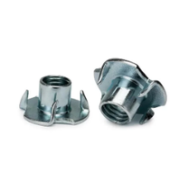 Tuerca en T DIN1624 de 4 Puntas M4 M6, Tuerca de Inserción de Cuatro Garras de Acero Galvanizado con Recubrimiento de Zinc, Clase 4.8, para Muebles y Carpintería