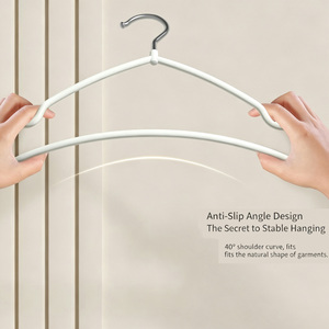 Ganchos de Ropa de Alambre con Revestimiento Antideslizante al por Mayor, Ganchos de Plástico Modernos y Delgados que Ahorran Espacio para el Armario del Hogar - Product Image 4