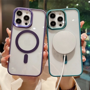 เคสโทรศัพท์แบบแข็งใส HD พร้อมกรอบเลนส์โลหะแท้  แม่เหล็กในตัว รองรับการชาร์จไร้สาย สำหรับ iPhone 13 Pro Max 14 12 - Product Image 3