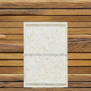 Traditional Home Interior <b>All</b> Time Favourite Indian Floral Bone Inlay serving <b>Tray</b> For Parties - Product Image 6