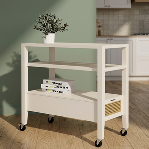 Chariot de rangement moderne en bois avec roulettes et tiroir pour le salon - Product Image 5