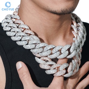 Big Size 28mm Heavy Mosaic Setting Moissanite Cuban Link <b>Chain</b> Necklace Rhodium Plated Solid 925 Silver Hiphop <b>Iced</b> <b>Out</b> Jewelry - Product Image 4