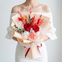 Buket Mawar Pink Awet Kustom Grosir, Buket Mawar Awet dalam Jumlah Besar dengan Pilihan Kustomisasi untuk Penjual Bunga (Florist)