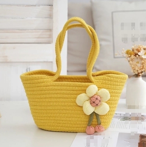 Borsa a tracolla di cotone Casual alla moda di alta qualità da donna alla moda vegetale per le vacanze borsa Tote da spiaggia cesto di fiori piccola borsa - Product Image 2