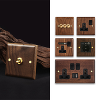 Interrupteur à bascule mural 86 en laiton de haute qualité avec panneau en noyer, luxe rétro, double pôle, prise universelle UK 13A 220V USB-C et USB-A