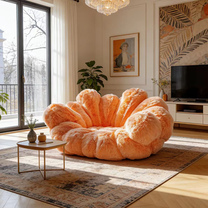 टेडी फ्लेक्स शेल कपड़े सोफे कुर्सी अद्वितीय फूल के आकार के लिविंग रूम सोफे फ्फी क्लाउड बैठने वाले आधुनिक लक्जरी फर्नीचर - Product Image 4