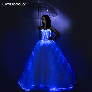 La vendita calda ha condotto luminoso in fibra ottica glowing light up delle donne <span class=keywords><strong>abito</strong></span> da sposa <span class=keywords><strong>abito</strong></span> da sposa - Product Image 6