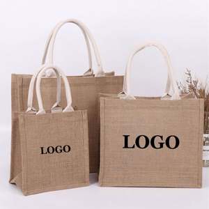 Sac fourre-tout en toile de jute réutilisable, personnalisé avec logo, pour courses, voyages, promotion, cadeaux, laminé avec logo – Vente chaude - Product Image 1
