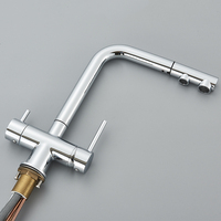 Laiton chromé extractible filtré alibaba robinet de cuisine double poignée eau potable chaude froide 3 voies filtre Purification mitigeurs
