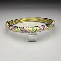 Gelang Berengsel Enamel Motif Spiral Vintage, Gelang Berpola Bunga Warna Emas, Perhiasan Wanita Multi-warna untuk Pemakaian Sehari-hari