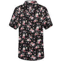 Chemises à fleurs hawaïennes boutonnées pour hommes Chemise imprimée à manches courtes coupe régulière Prix de gros cs12