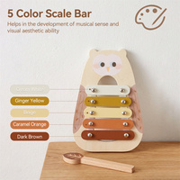 Wooden Owl Xylophone Baby Musical Toy 5 Tone Bars Leaf Mallet Montessori Percussion Instrument Toddler 1 2 3 Year Wholesale