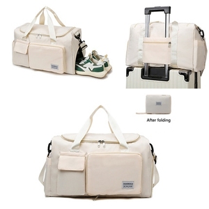 กระเป๋าเดินทางกีฬาแฟชั่นกันน้ำสำหรับผู้ชายและผู้หญิง พร้อมซิปปิดลายตัวอักษร เหมาะสำหรับโยคะ กีฬากลางแจ้ง ฟุตบอล ว่ายน้ำ และการเดินทาง - Product Image 4