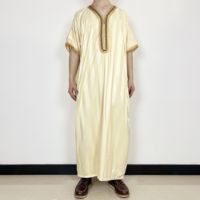 Robe Caftan Homme Hiver Chaud Musulman Décontracté Respirant Polyester Brodé Lourd Vêtement Islamique Arabe Thobe