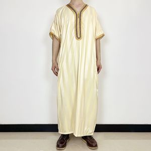 Jubah d'hiver pour hommes musulmans, respirant, en polyester épais, vêtements arabes islamiques, robe brodée, caftan de style marocain, Thobe - Product Image 3