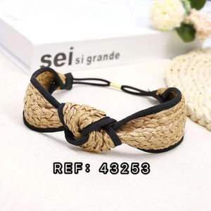 Diadema de Paja con Diseño de Nudo Ajustable para Mujer, Accesorio de Moda de Verano - Product Image 1