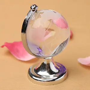 Metal World Globes Crystal World Globe With Silver Metal Stand MH-0053H