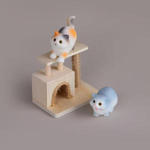 Grosir rumah boneka miniatur anak kucing lucu pemandangan pernak-pernik dekorasi rumah kucing lucu dekorasi DIY alat peraga suasana - Product Image 4