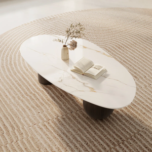 <span class=keywords><strong>Table</strong></span> <span class=keywords><strong>basse</strong></span> extensible en pierre frittée <span class=keywords><strong>blanche</strong></span> avec 3 pieds en acier inoxydable, design moderne de forme libre - Product Image 3