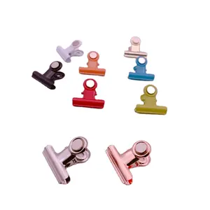 Magnetic Hinge Clips, 30mm Small Metal Refrigerator Bulldog Clips with Strong Magnet, Best for Office School Use Photo Display