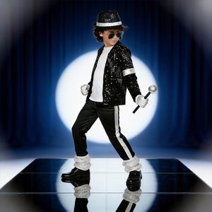 Michael Jackson Sequined Performance Costume Kids Dance Stage Outfit <b>Halloween</b> - Product Image 1