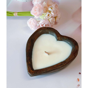 Candela in Legno 'Amore Infinito' per un'Atmosfera Romantica - Product Image 1