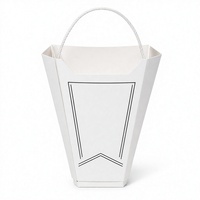Boîte d'emballage pour bouquet de fleurs blanches avec poignée, boîte cadeau en papier mat pour fleuristes, événements de mariage
