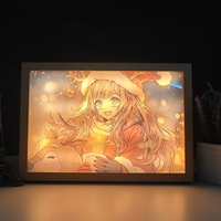 2024 Usb noël avatar anime fille lumière trois couleurs peinture petites veilleuses LED lumière et ombre peinture
