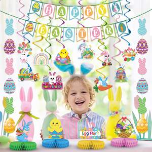 Joyeuses Pâques Bannières Bunny Foil Swirl Pièce maîtresse en nid d'abeille Kit <span class=keywords><strong>de</strong></span> décoration <span class=keywords><strong>de</strong></span> fête <span class=keywords><strong>de</strong></span> Pâques pour les faveurs <span class=keywords><strong>de</strong></span> fête <span class=keywords><strong>de</strong></span> Pâques Fournitures - Product Image 4