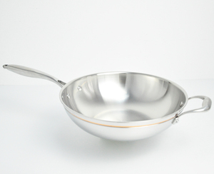 Venta al por mayor de cinco capas de núcleo de cobre de acero inoxidable chino <span class=keywords><strong>wok</strong></span> pan tamaño 28cm30cm32cm36cm para hotel restaurante de cocina - Product Image 4
