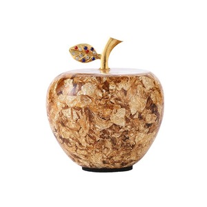 Figurine en cristal en forme de pomme, feuille d'or, décoration de la maison, cadeau Feng Shui - Product Image 5