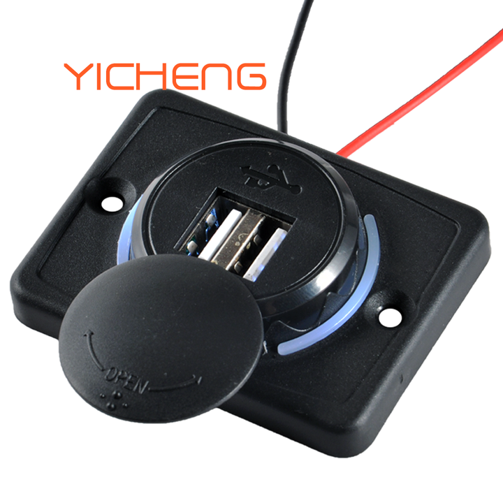 12V 24V Dual USB Socket Fast Charging Panel Mount Charger Bus