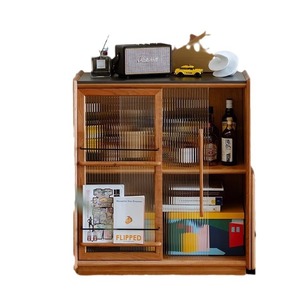 Mueble de TV Estilo Japonés, Mueble de Almacenamiento de Madera de Cerezo para Sala de Estar, Mueble de Pared de Madera Maciza con 5 Compartimentos - Product Image 5