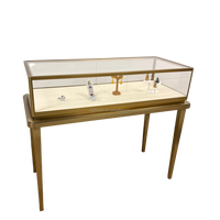 Vitrine de présentation, meuble de présentation, style vintage moderne, base de piédestal rectangulaire, style postmoderne, éclairage LED, magasin de vente au détail de bijoux