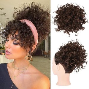 <span class=keywords><strong>Chignon</strong></span> synthétique bouclé crépu avec cordon de serrage, en fibre haute température, effet afro ébouriffé et volumineux, avec <span class=keywords><strong>filet</strong></span> élastique - Product Image 1
