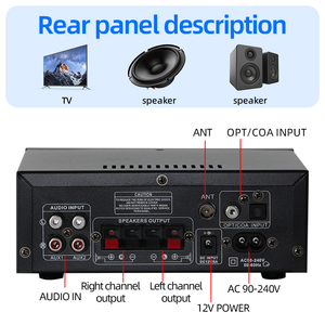 Amplificateur de puissance stéréo <span class=keywords><strong>HiFi</strong></span> AK-55 BT 5.0, 2.0 canaux, amplificateur numérique audio domestique, lecteur de musique karaoké avec télécommande - Product Image 4